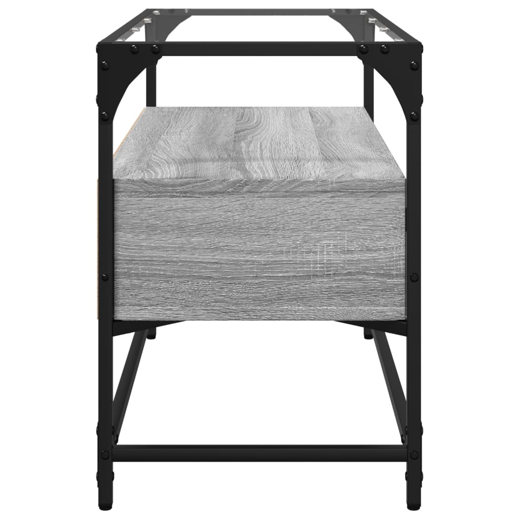 Tv-meubel met glazen blad 80x35x51 cm bewerkt hout grijs sonoma