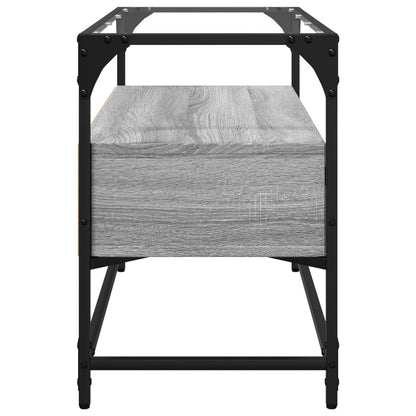 Tv-meubel met glazen blad 80x35x51 cm bewerkt hout grijs sonoma