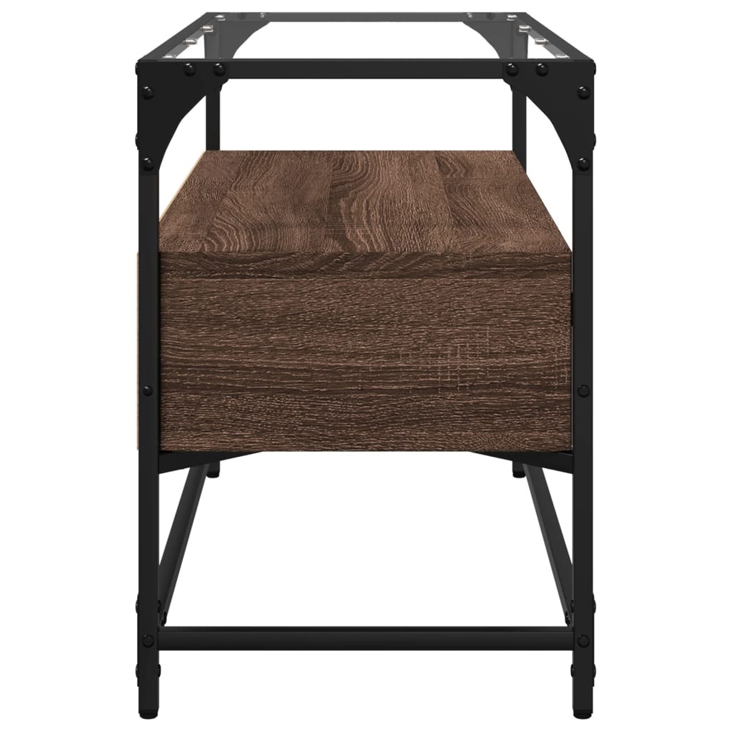 Tv-meubel met glazen blad 80x35x51 cm hout bruin eikenkleurig