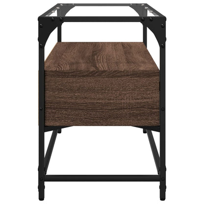 Tv-meubel met glazen blad 80x35x51 cm hout bruin eikenkleurig