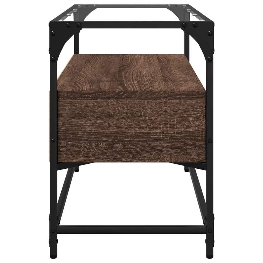 Tv-meubel met glazen blad 80x35x51 cm hout bruin eikenkleurig
