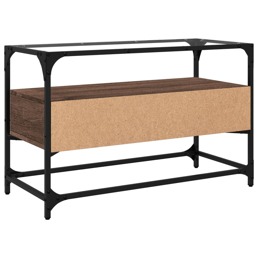 Tv-meubel met glazen blad 80x35x51 cm hout bruin eikenkleurig