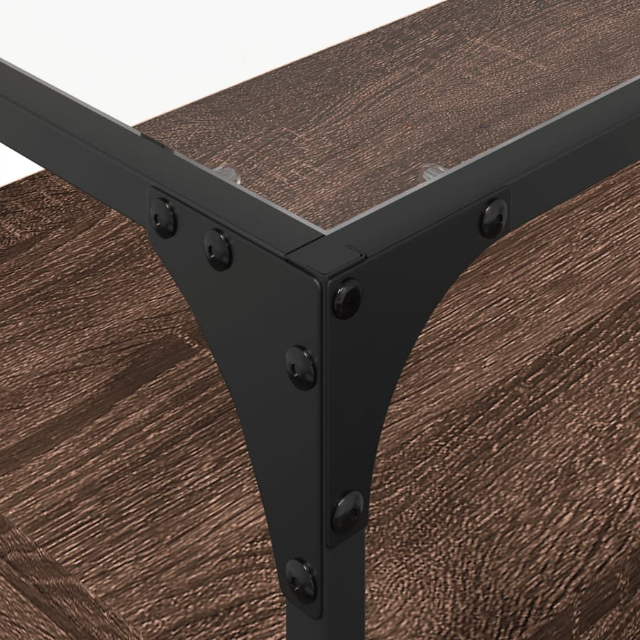 Tv-meubel met glazen blad 80x35x51 cm hout bruin eikenkleurig