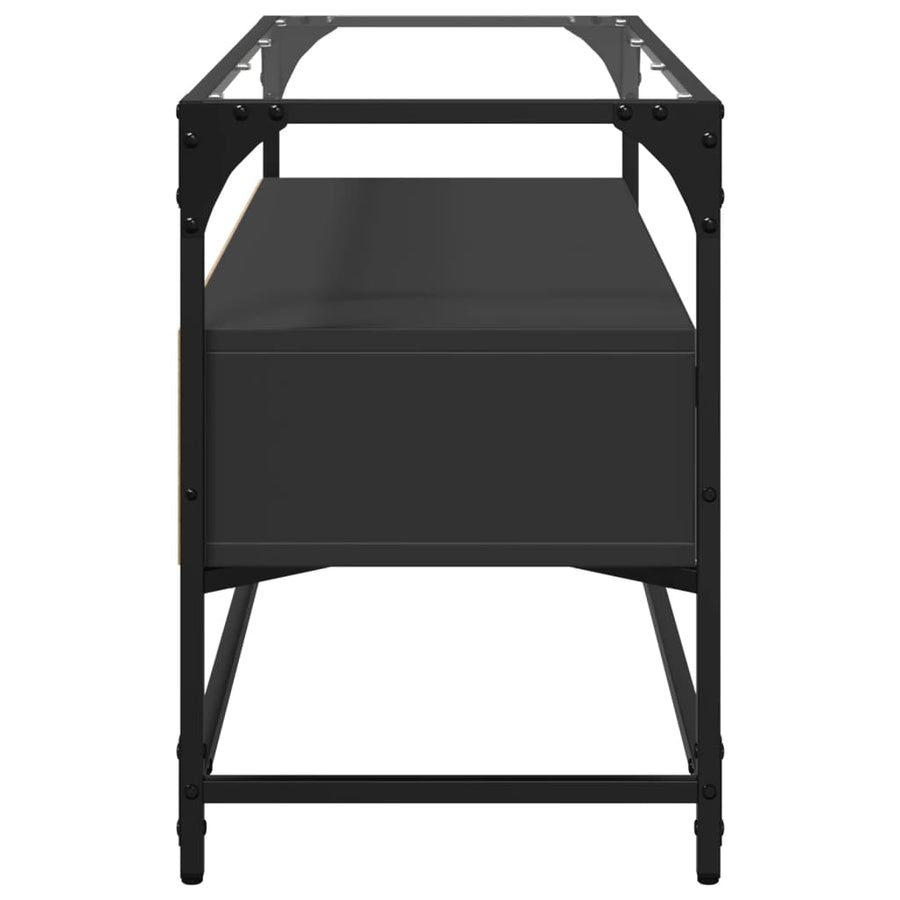 Tv-meubel met glazen blad 98x35x51 cm bewerkt hout zwart