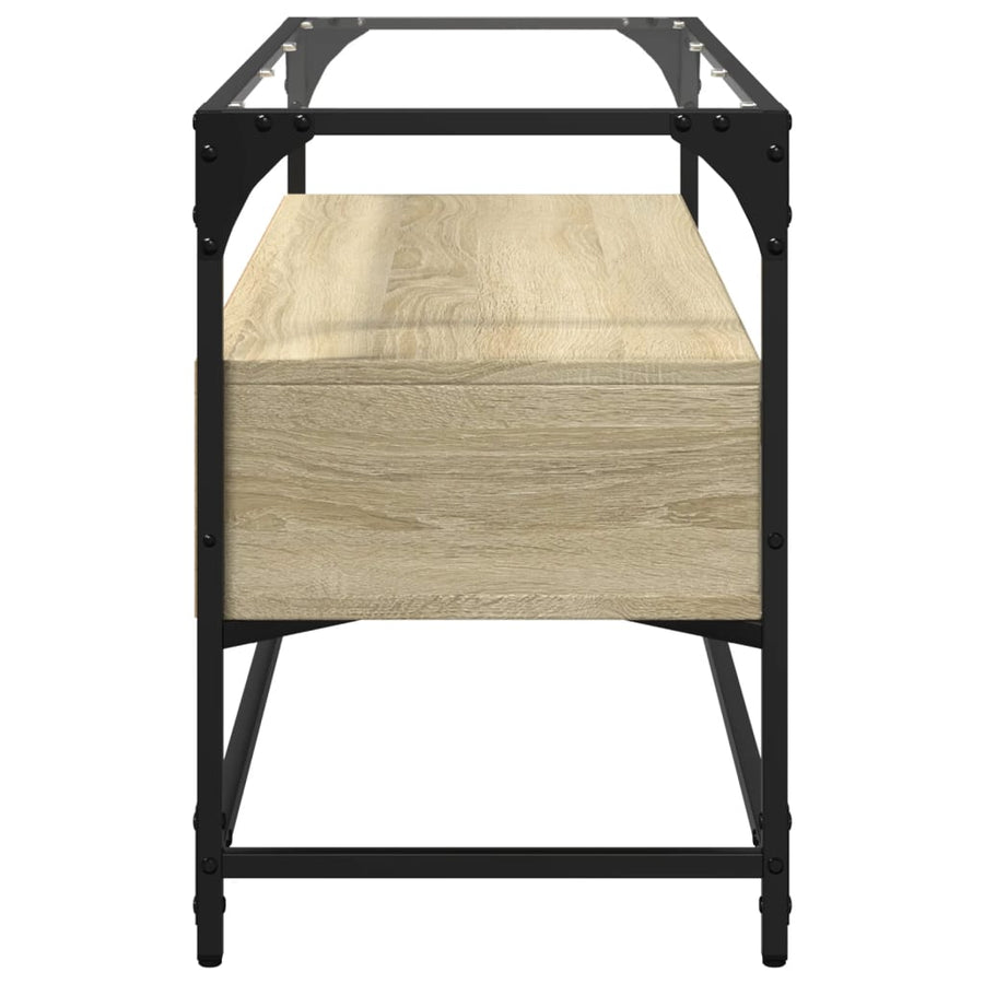 Tv-meubel met glazen blad 98x35x51 cm bewerkt hout sonoma eiken