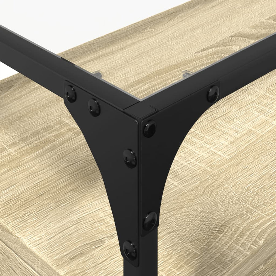 Tv-meubel met glazen blad 98x35x51 cm bewerkt hout sonoma eiken