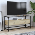 Tv-meubel 98x35x51 cm bewerkt hout sonoma eiken glazen blad