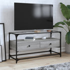 Tv-meubel 98x35x51 cm bewerkt hout grijs sonoma glas