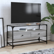 Tv-meubel 98x35x51 cm bewerkt hout grijs sonoma glas