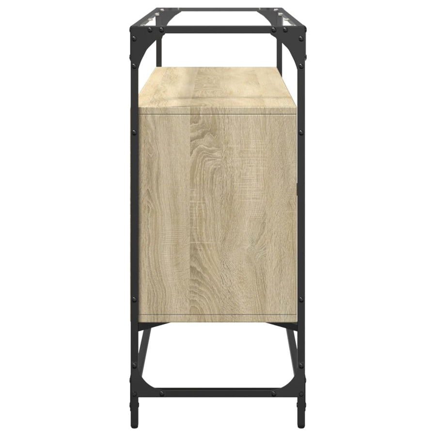 Dressoir met glazen blad 98x35x81 cm hout sonoma eikenkleurig