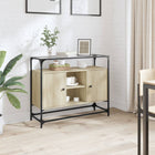 Sideboard with glass top 98x35x81 cm sonoma oak wood