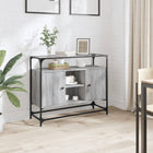 Dresser with glass top 98x35x81 cm engineered wood grey sonoma