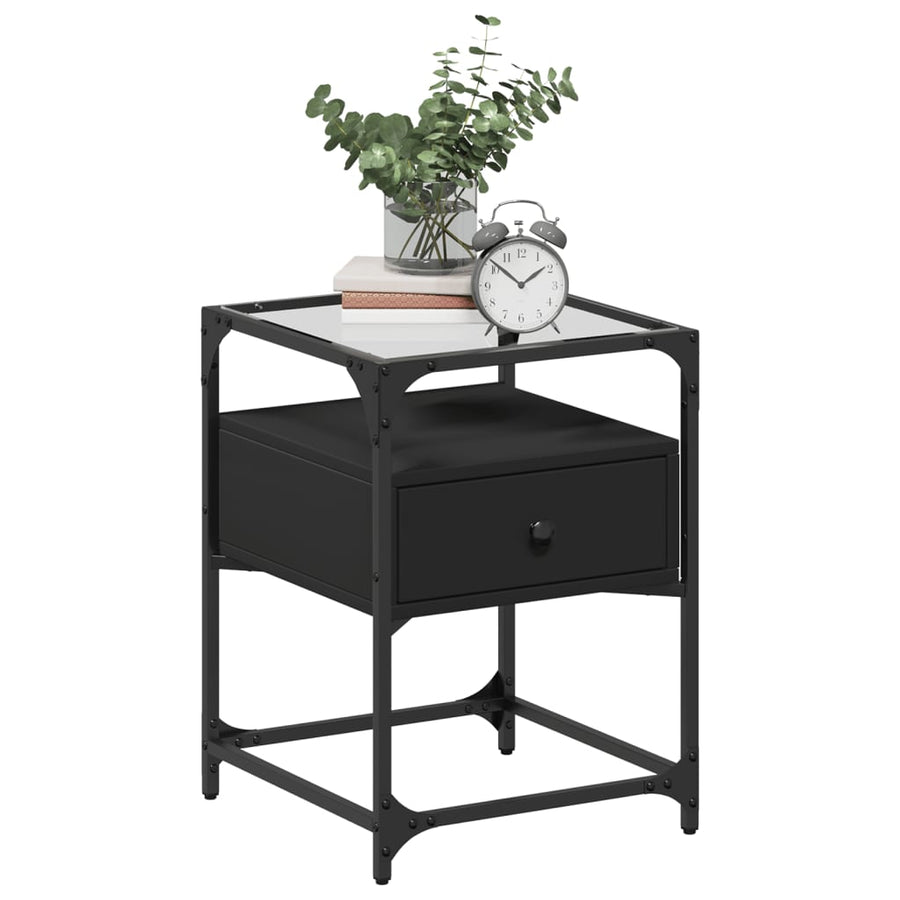 Nachtkastjes 2 st 40x40x55 cm bewerkt hout zwart