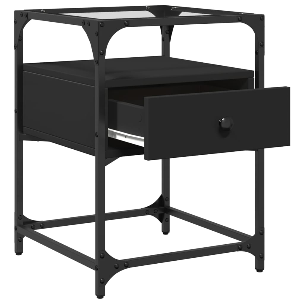 Nachtkastjes 2 st 40x40x55 cm bewerkt hout zwart