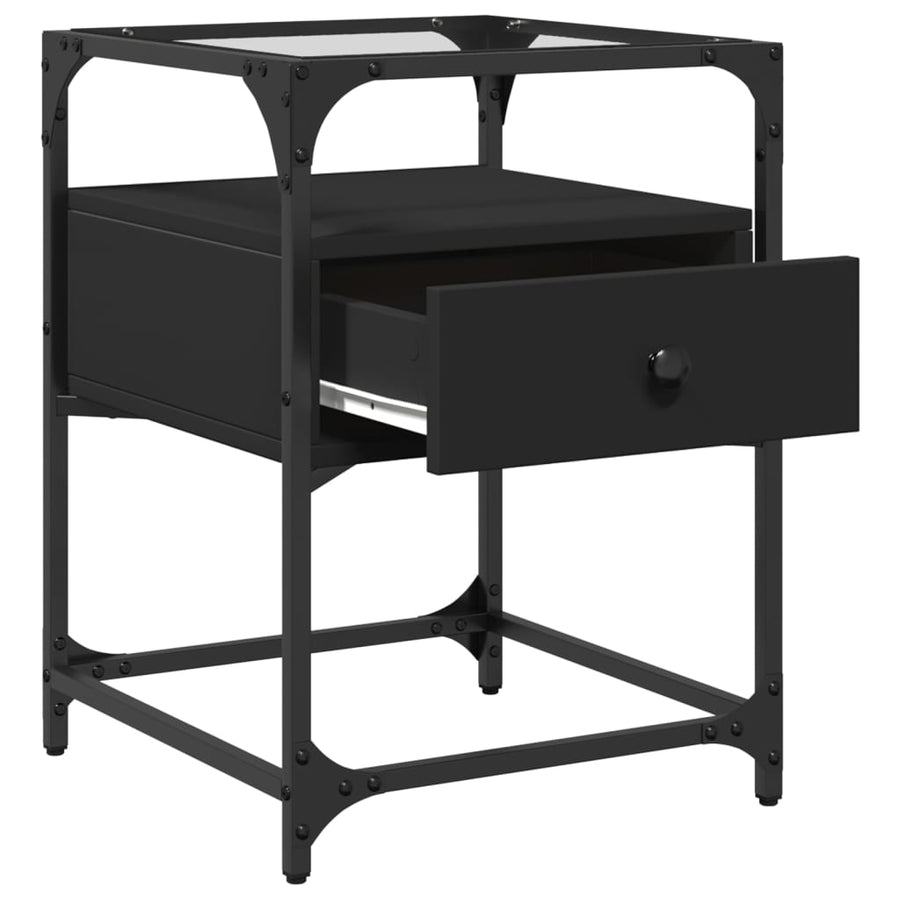 Nachtkastjes 2 st 40x40x55 cm bewerkt hout zwart