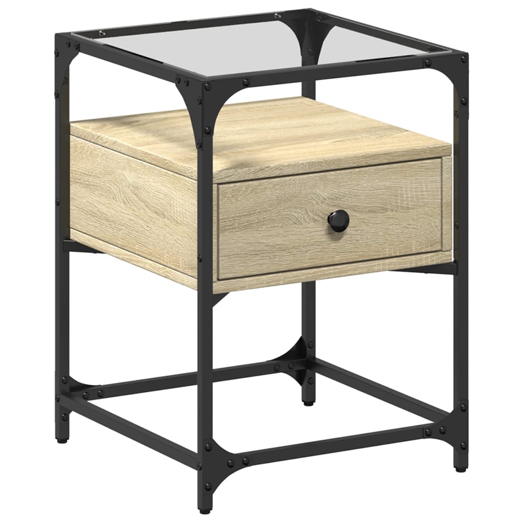 Nachtkastje 40x40x55 cm bewerkt hout sonoma eikenkleurig