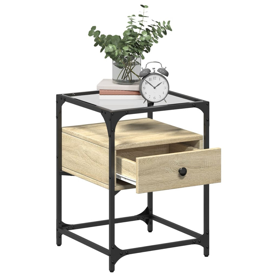 Nachtkastje 40x40x55 cm bewerkt hout sonoma eikenkleurig