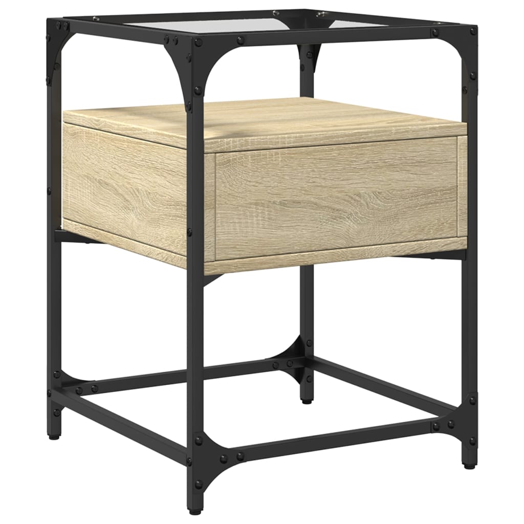 Nachtkastje 40x40x55 cm bewerkt hout sonoma eikenkleurig