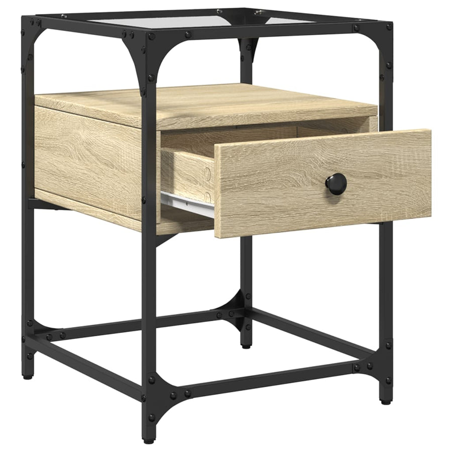 Nachtkastje 40x40x55 cm bewerkt hout sonoma eikenkleurig