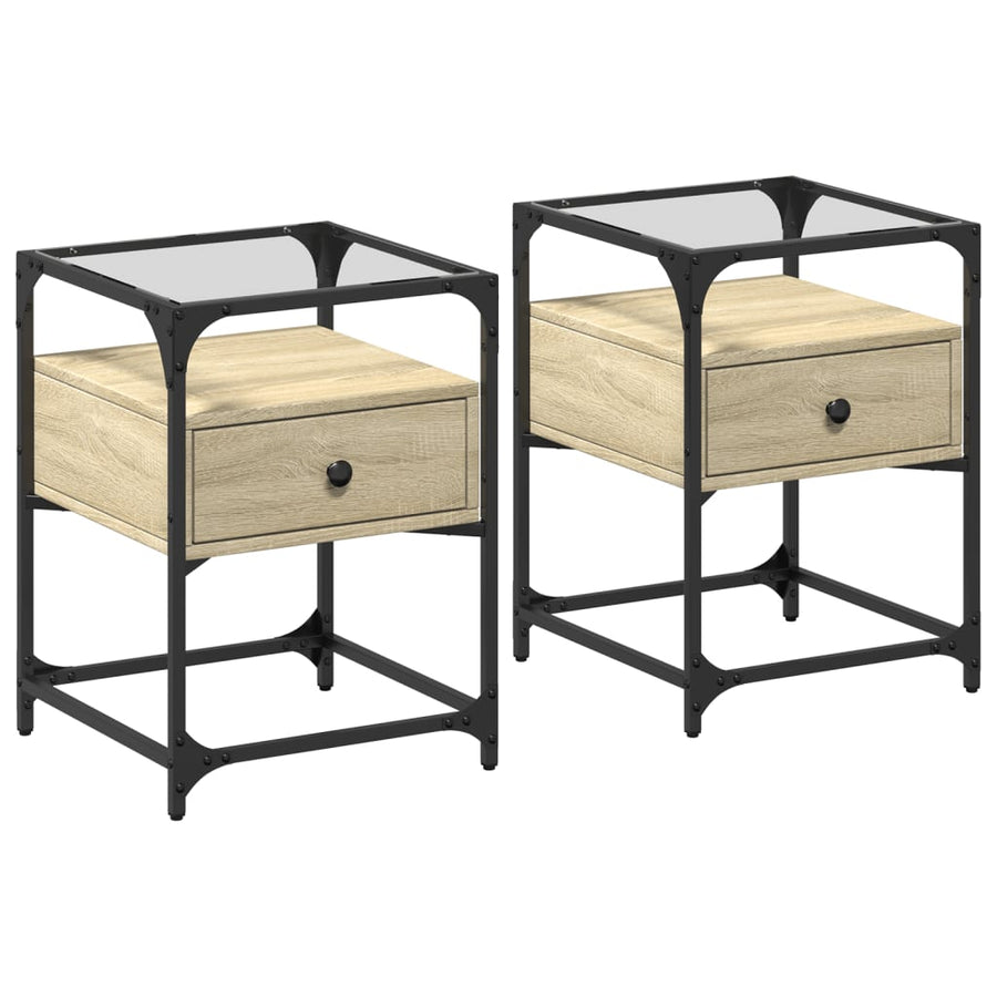 Nachtkastjes 2 st 40x40x55 cm bewerkt hout sonoma eikenkleurig
