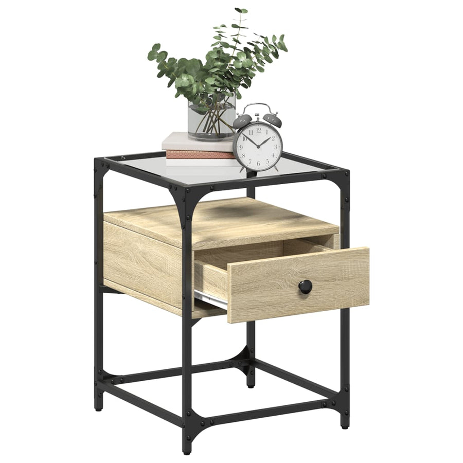 Nachtkastjes 2 st 40x40x55 cm bewerkt hout sonoma eikenkleurig