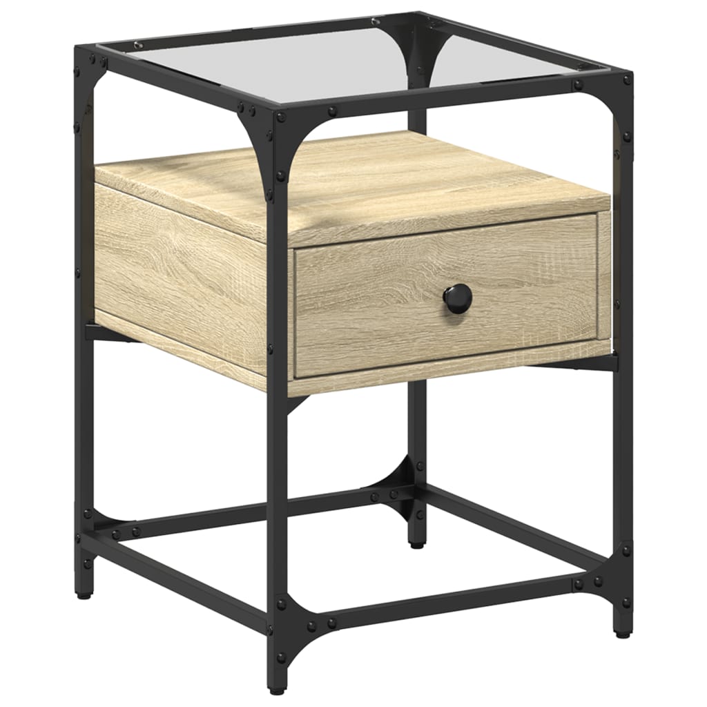 Nachtkastjes 2 st 40x40x55 cm bewerkt hout sonoma eikenkleurig