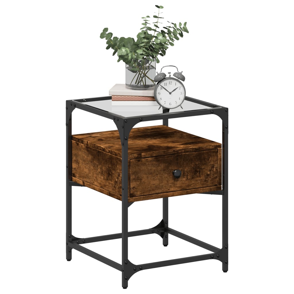 Nachtkastjes 2 st 40x40x55 cm bewerkt hout gerookt eikenkleurig