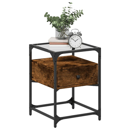 Nachtkastjes 2 st 40x40x55 cm bewerkt hout gerookt eikenkleurig