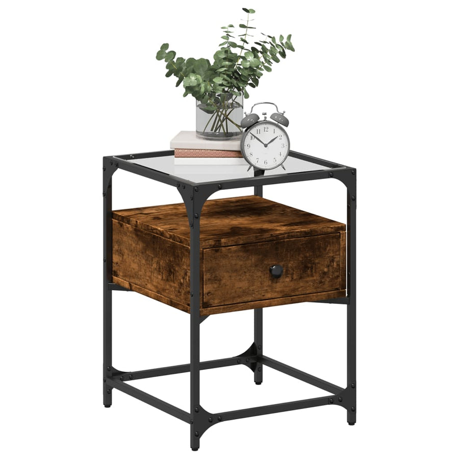 Nachtkastjes 2 st 40x40x55 cm bewerkt hout gerookt eikenkleurig