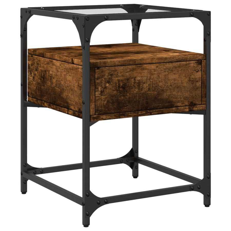 Nachtkastjes 2 st 40x40x55 cm bewerkt hout gerookt eikenkleurig