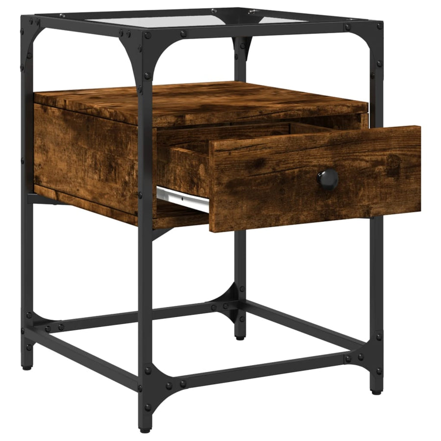 Nachtkastjes 2 st 40x40x55 cm bewerkt hout gerookt eikenkleurig