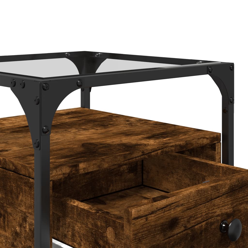 Nachtkastjes 2 st 40x40x55 cm bewerkt hout gerookt eikenkleurig