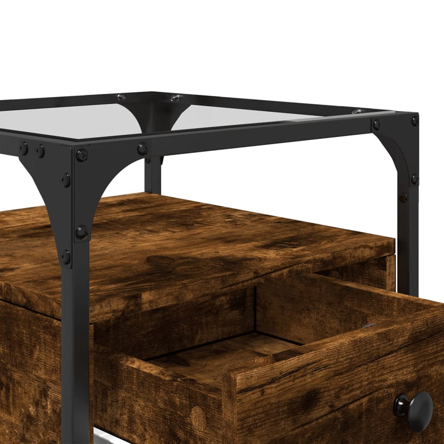 Nachtkastjes 2 st 40x40x55 cm bewerkt hout gerookt eikenkleurig