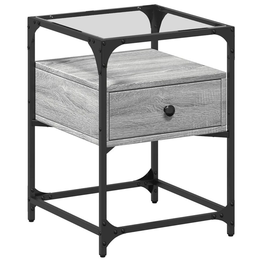 Nachtkastjes 40x40x55 cm bewerkt hout grijs sonoma