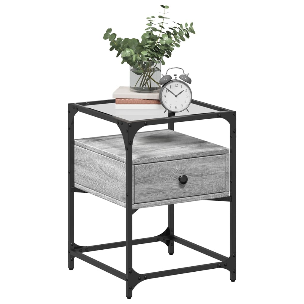 Nachtkastjes 40x40x55 cm bewerkt hout grijs sonoma