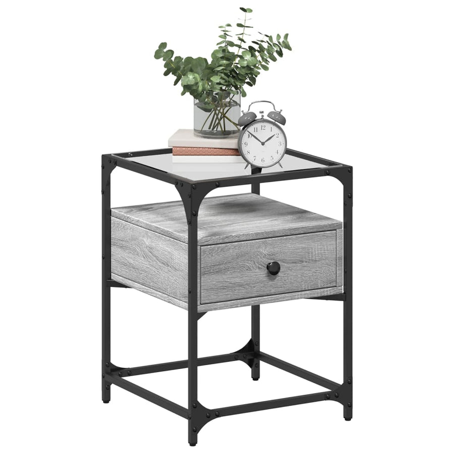 Nachtkastjes 40x40x55 cm bewerkt hout grijs sonoma