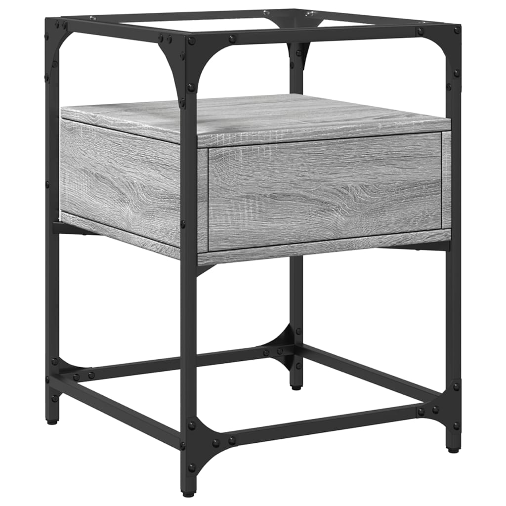 Nachtkastjes 40x40x55 cm bewerkt hout grijs sonoma