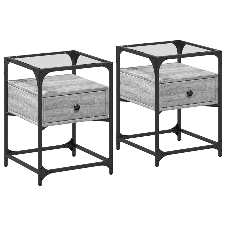 Nachtkastjes 2 st 40x40x55 cm bewerkt hout grijs sonoma