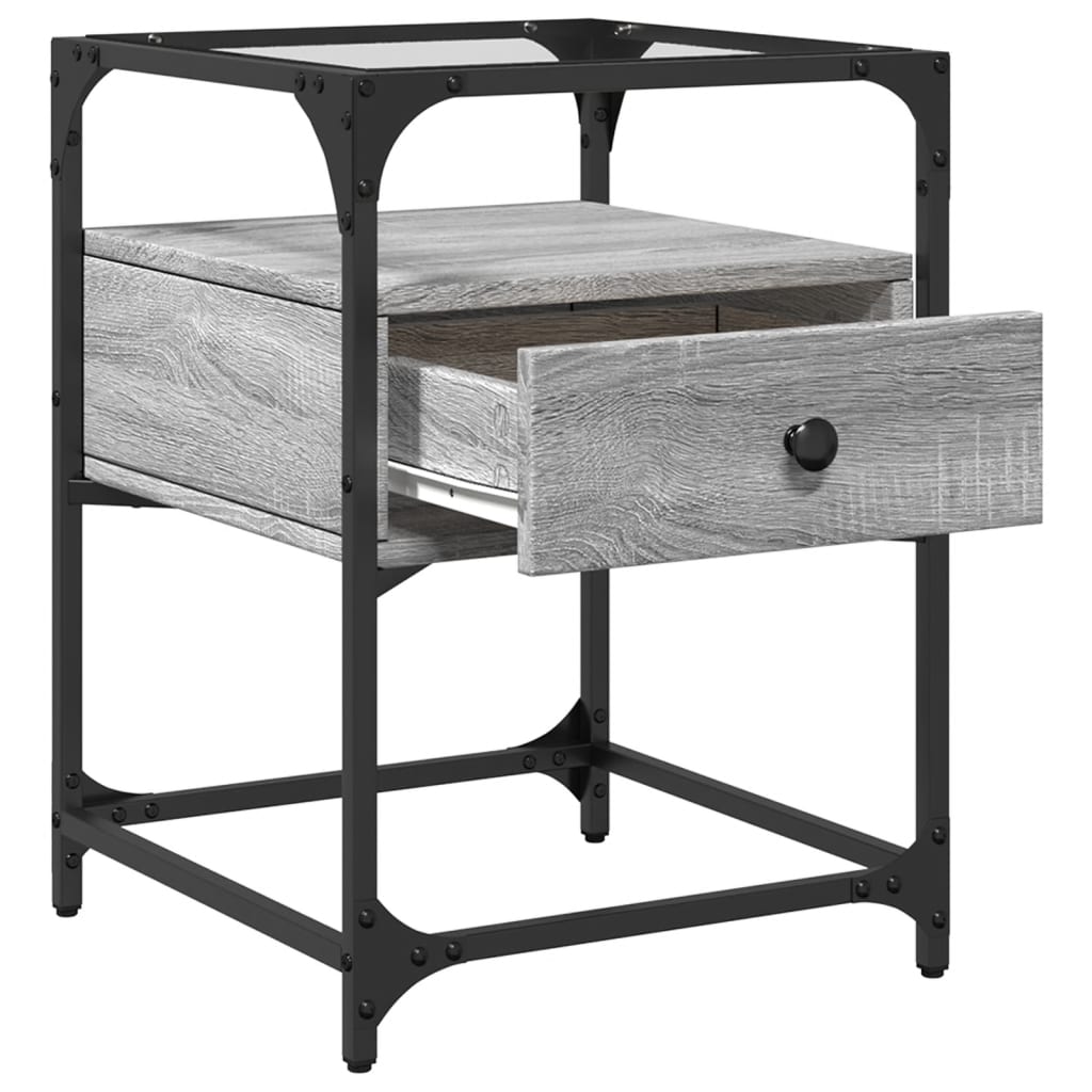 Nachtkastjes 2 st 40x40x55 cm bewerkt hout grijs sonoma