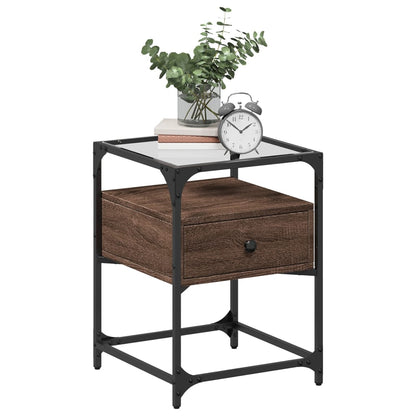 Nachtkastjes 2 st 40x40x55 cm bewerkt hout bruin eikenkleurig