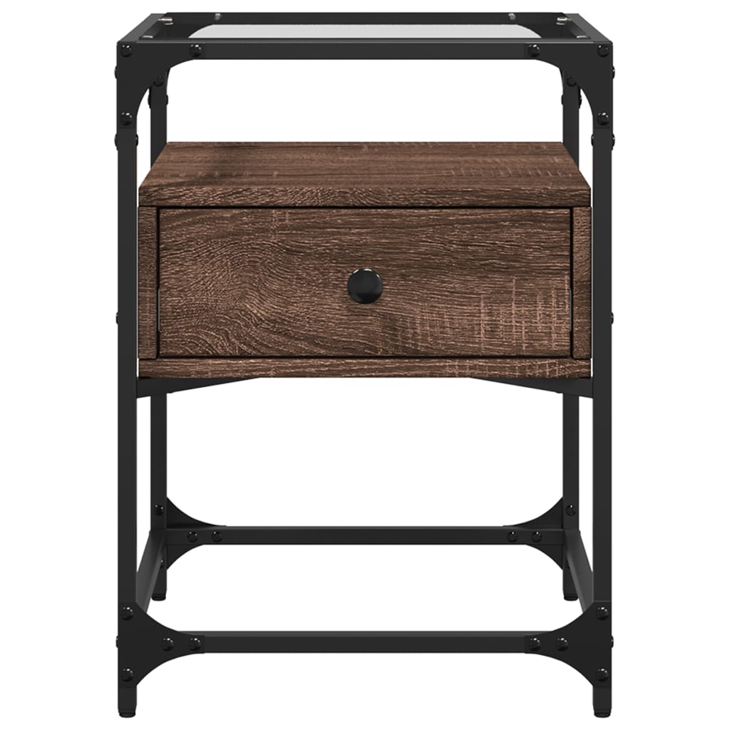 Nachtkastjes 2 st 40x40x55 cm bewerkt hout bruin eikenkleurig
