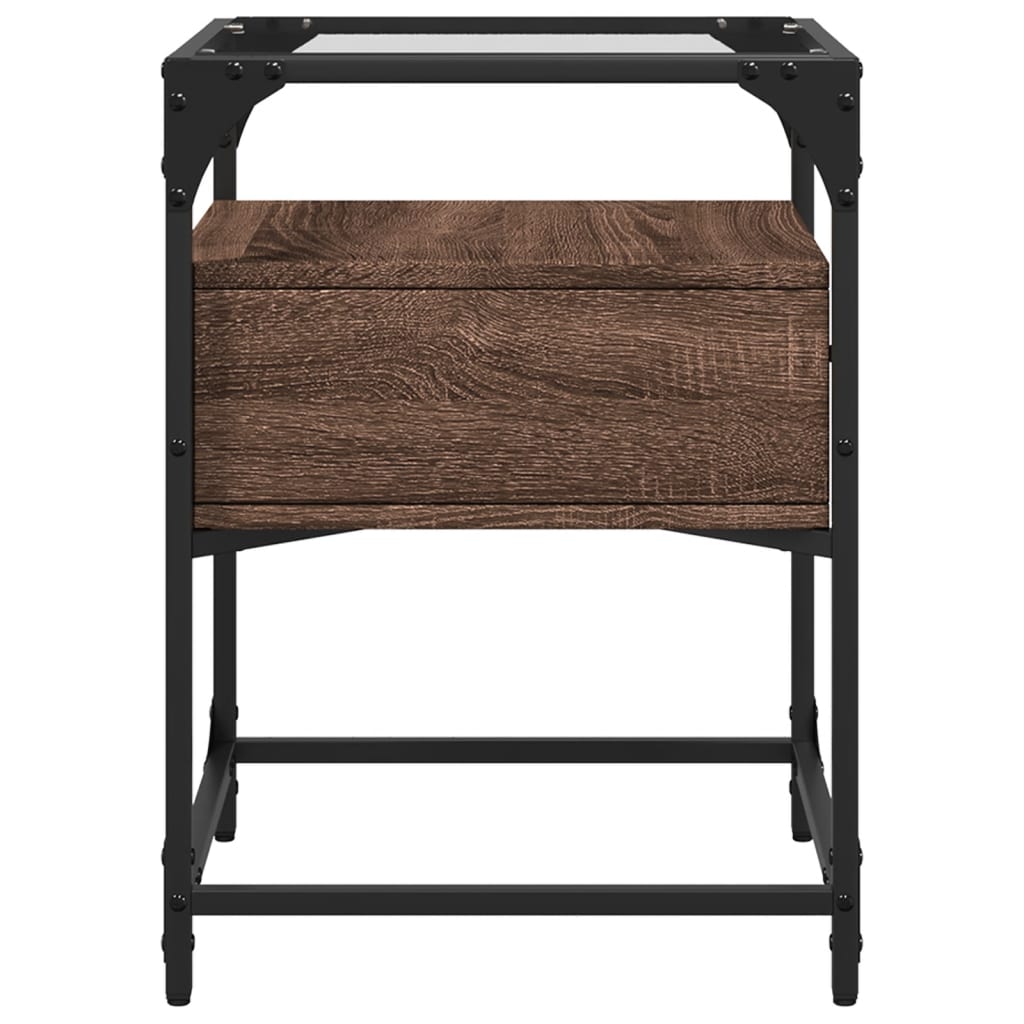 Nachtkastjes 2 st 40x40x55 cm bewerkt hout bruin eikenkleurig