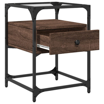 Nachtkastjes 2 st 40x40x55 cm bewerkt hout bruin eikenkleurig