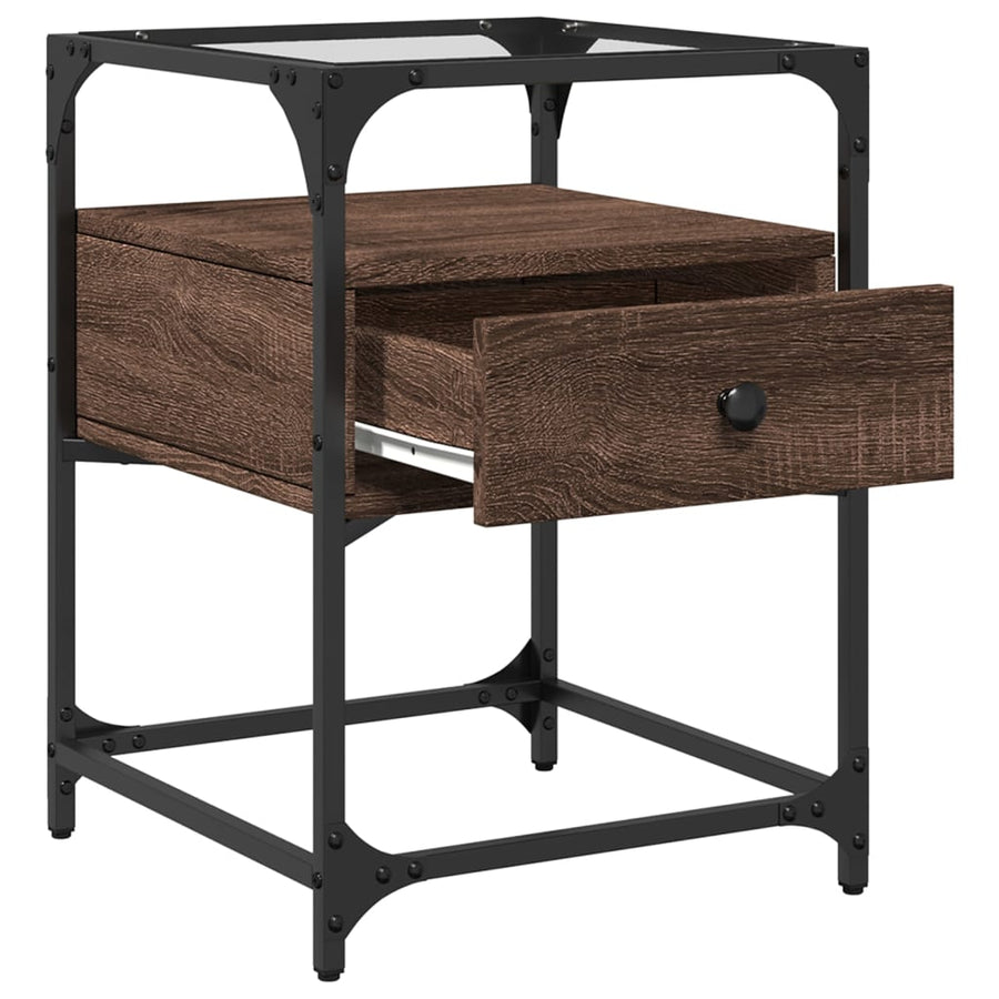 Nachtkastjes 2 st 40x40x55 cm bewerkt hout bruin eikenkleurig