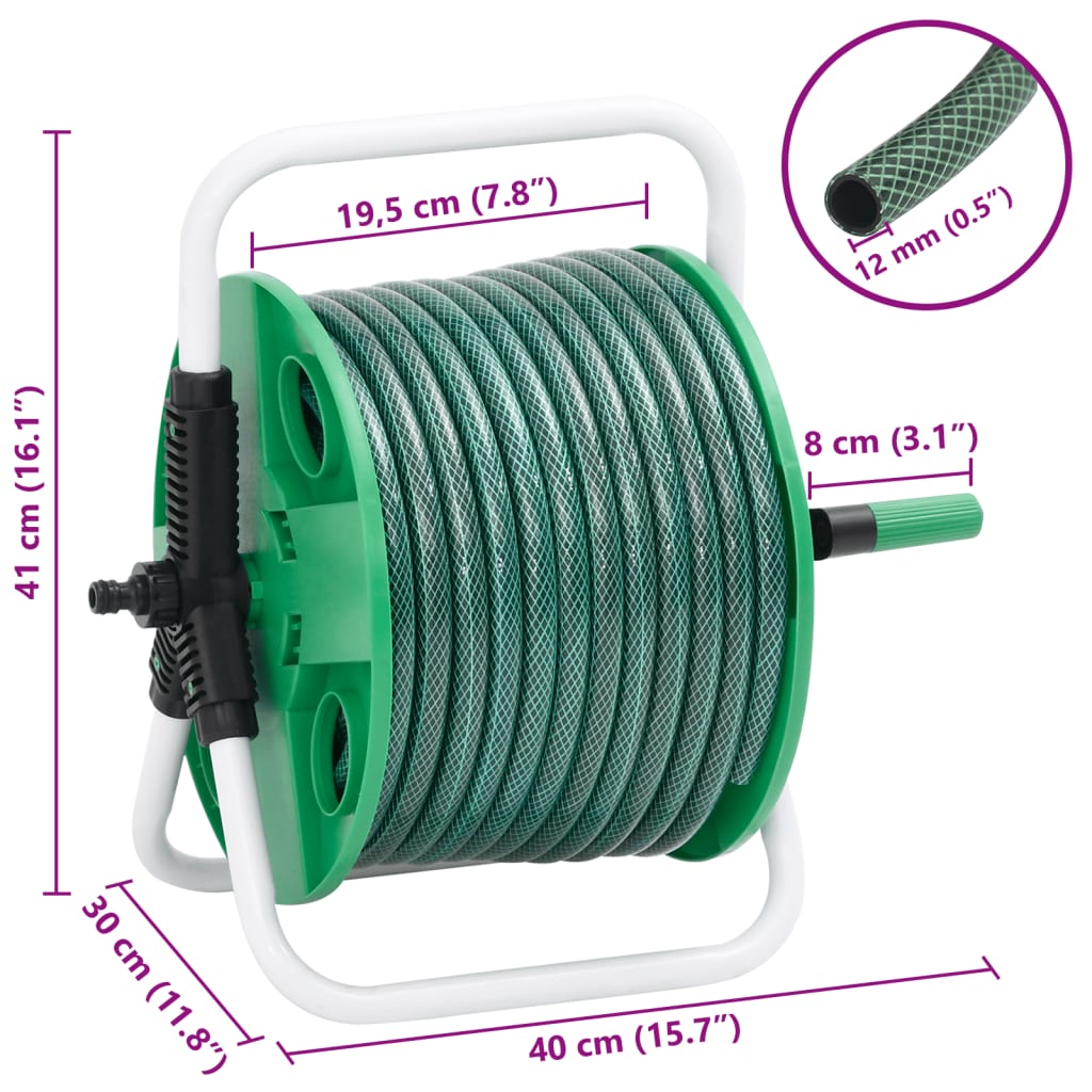 Slanghaspel met 30 m slang vrijstaand PVC groen