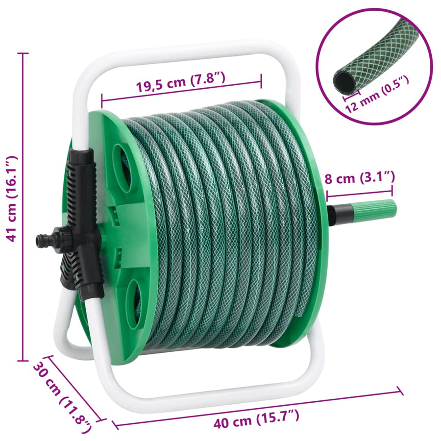 Slanghaspel met 30 m slang vrijstaand PVC groen