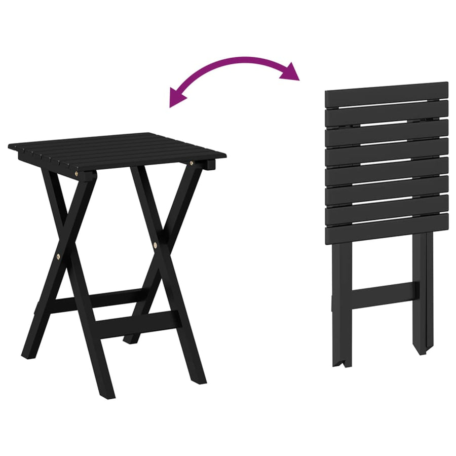Schommelstoel met inklapbare tafel massief populierenhout zwart