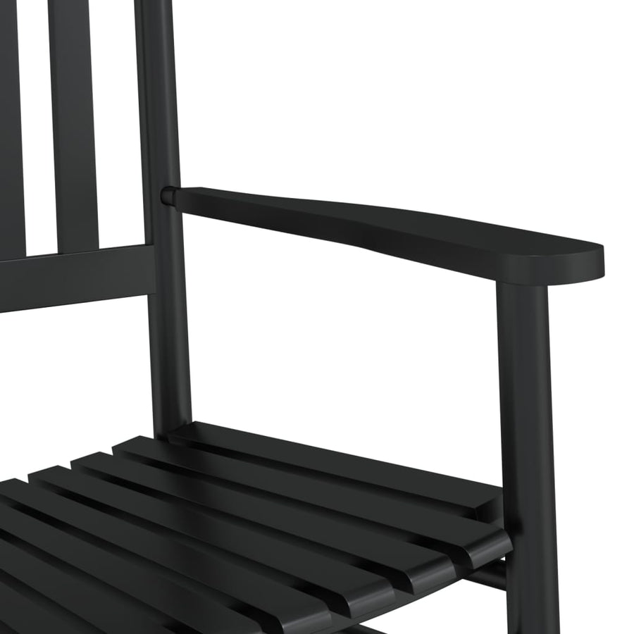 Schommelstoel met inklapbare tafel massief populierenhout zwart