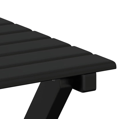 Schommelstoel met inklapbare tafel massief populierenhout zwart
