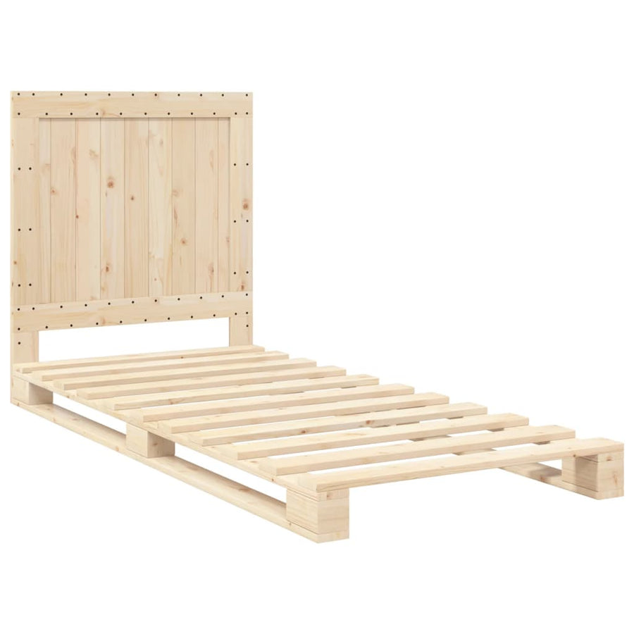 Bedframe met hoofdbord massief grenenhout 90x200 cm